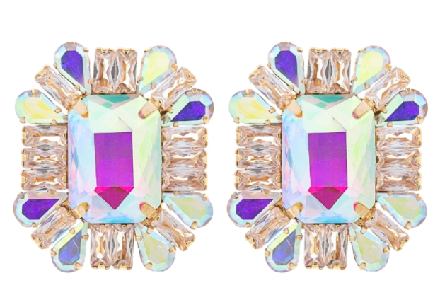 CZ Multi Cut Stone Earrings