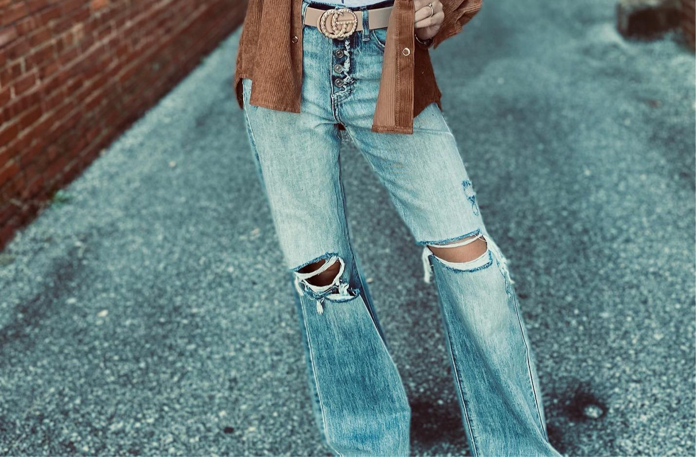 Ultra High Exposed Button 90s Flare