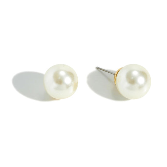 White Pearl Stud Earrings