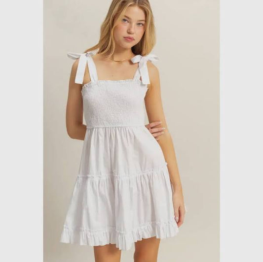 Poplin Self-Tie Mini Dress