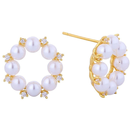 Pearl & Cubic Zirconia Studded Earrings