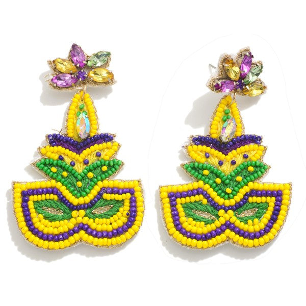 Mardi Gras Mask Drop Earrings