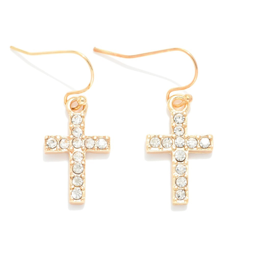 Pearl Studded Cross Earrings