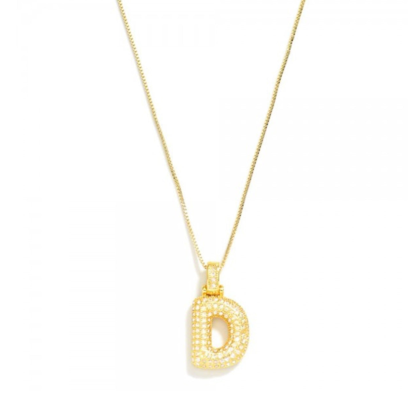 Rhinestone Bubble Initial Necklace