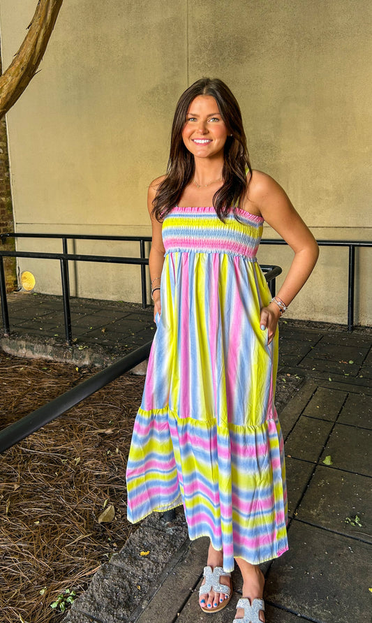 Pastel Striped Midi Dress