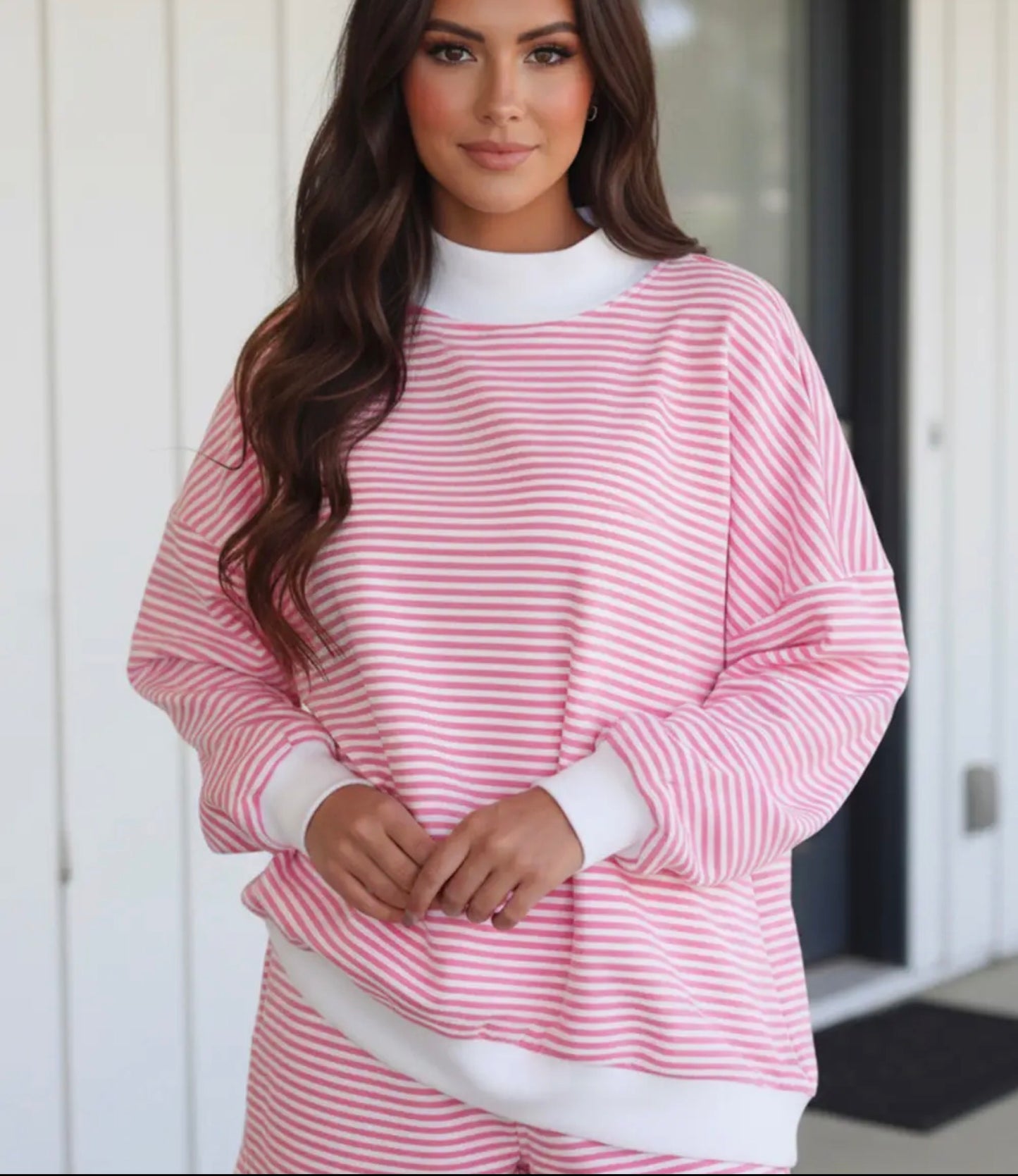 Light Pink Striped Short Set
