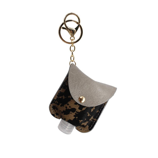 Genuine Leather Animal Print Hand Sanitizer Holder.