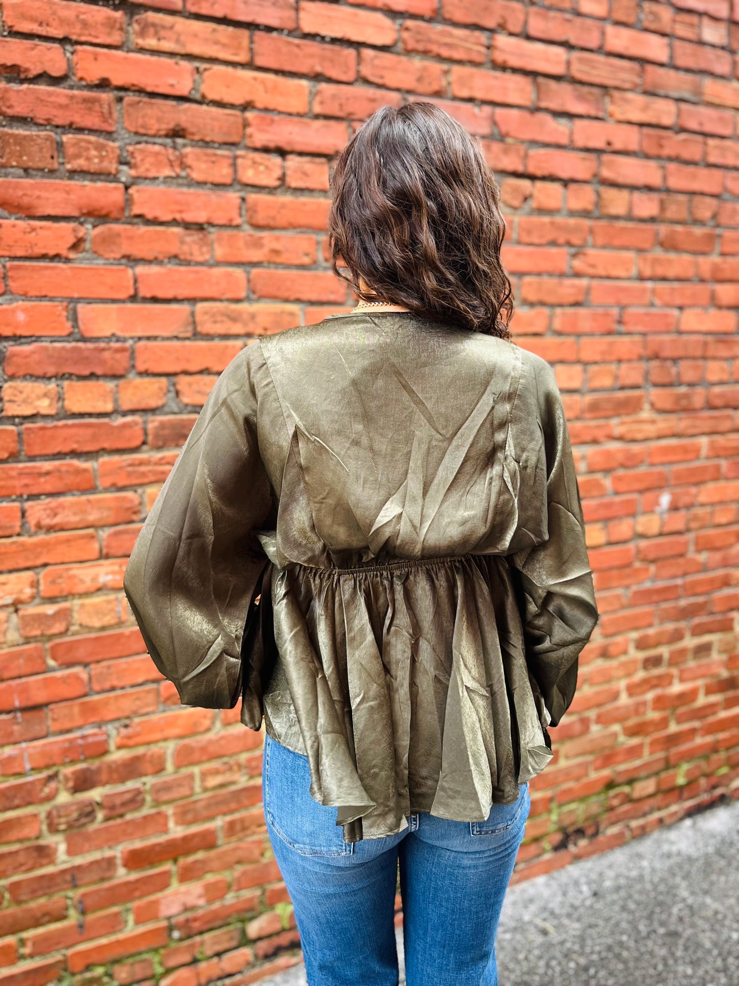 Olive Satin Blouse
