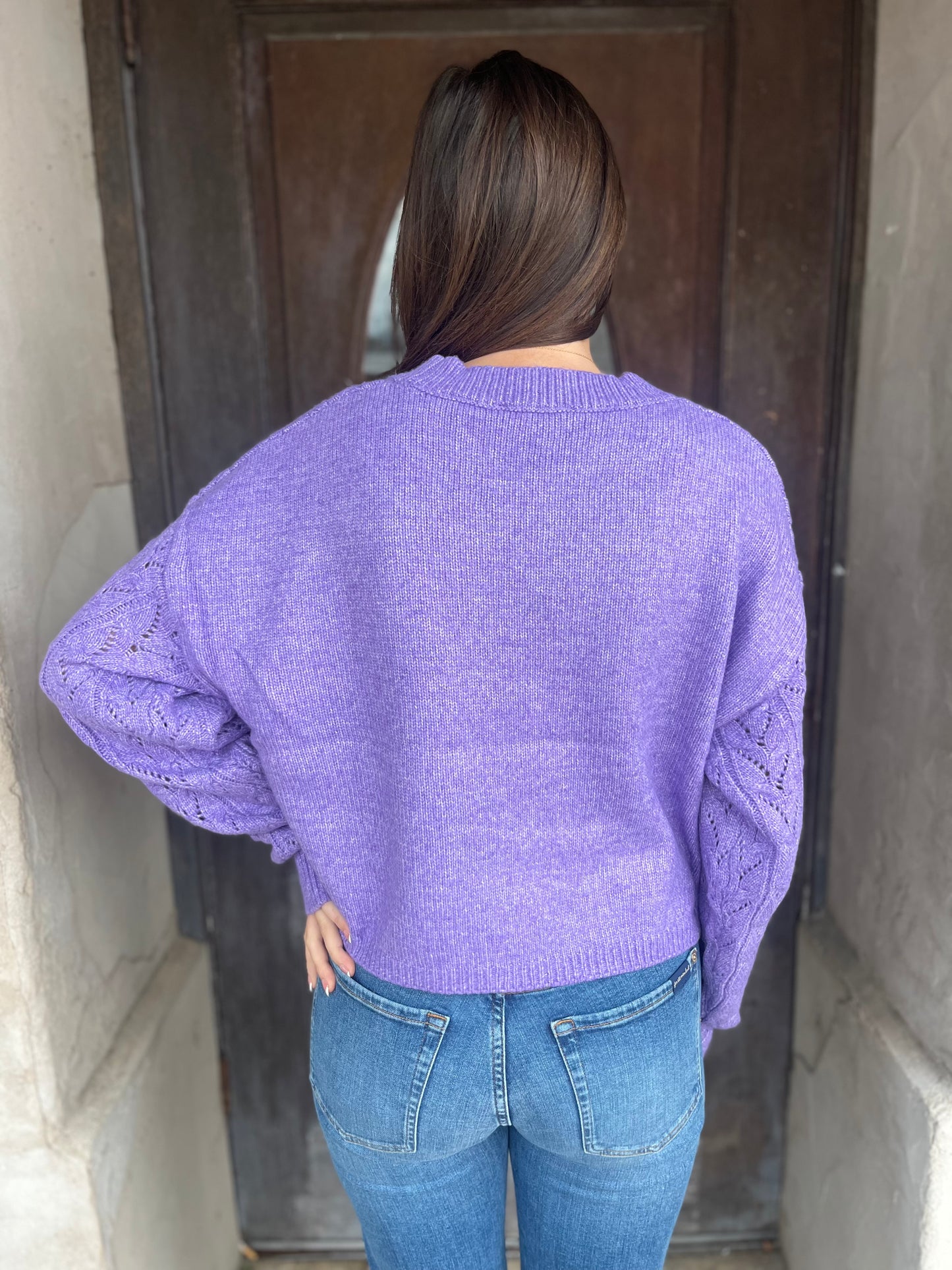 Cropped Cable Knit Sweater