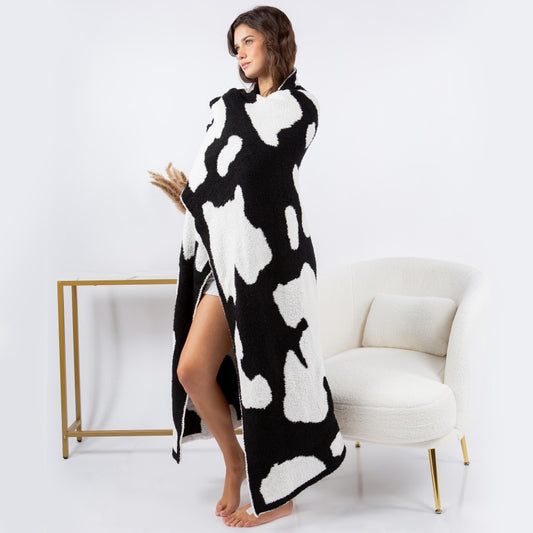 Super Soft Cow Print Brushed Poly Microfiber Throw Blanket.