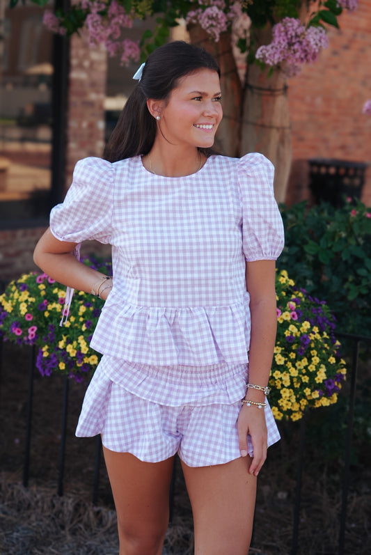 Plaid Ruffle Hem Set