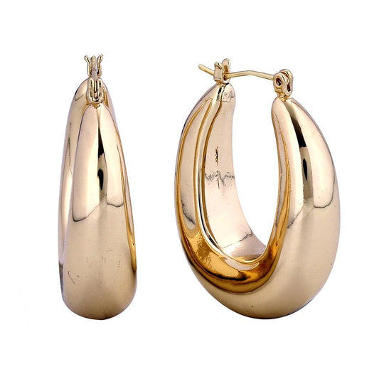 Chunky Metal Tapered Hoop Earrings