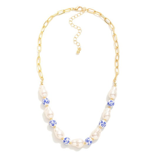 Gold Paperclip Chinoiserie Necklace