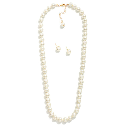 Pearl Necklace & Studs Set