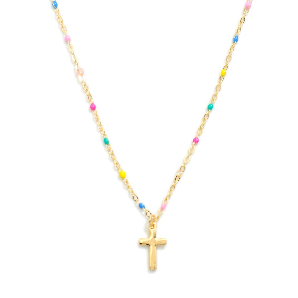 Painted Link Cross Necklace