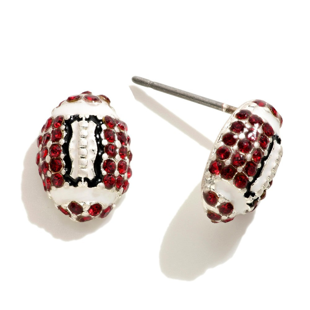 Rhinestone Studded Football Earrings