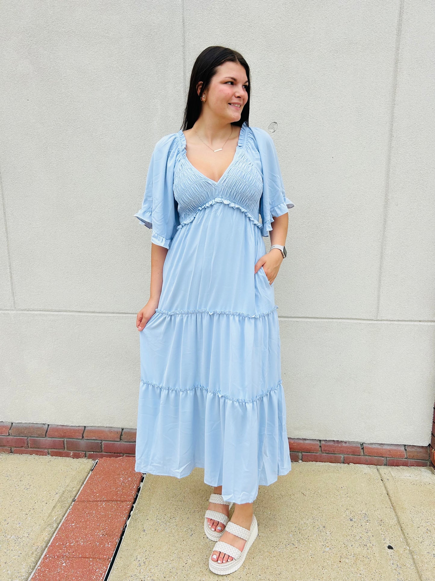 Flutter Bell Sleeve Maxi Dress