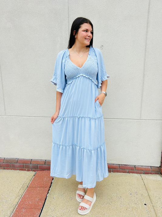 Flutter Bell Sleeve Maxi Dress