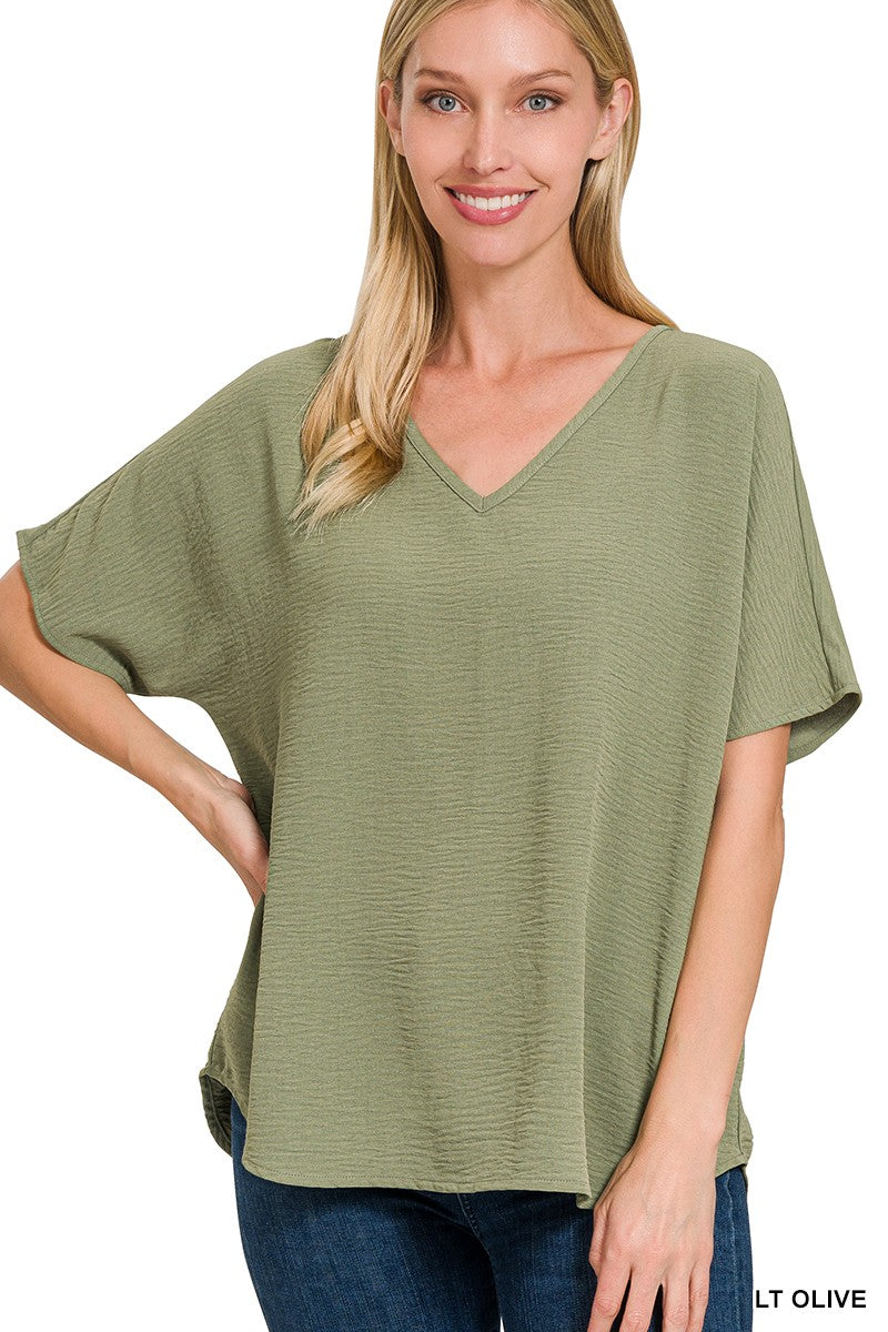 Woven V-Neck Top
