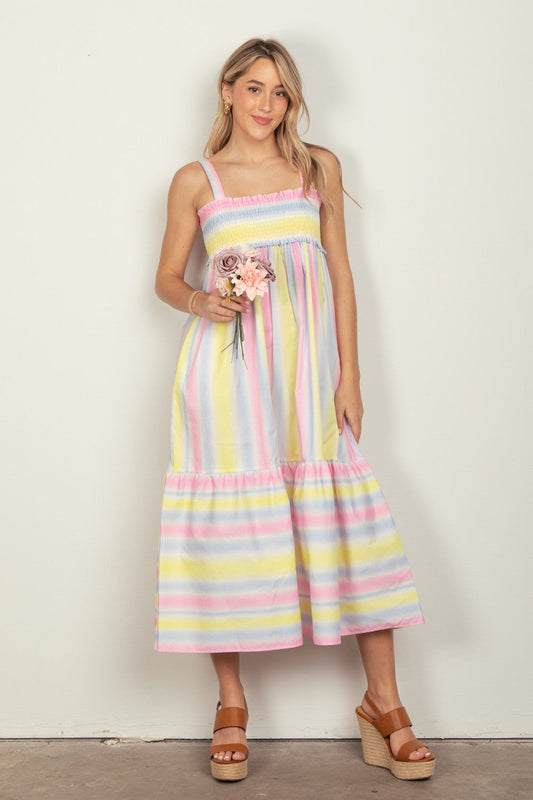 Pastel Striped Midi Dress
