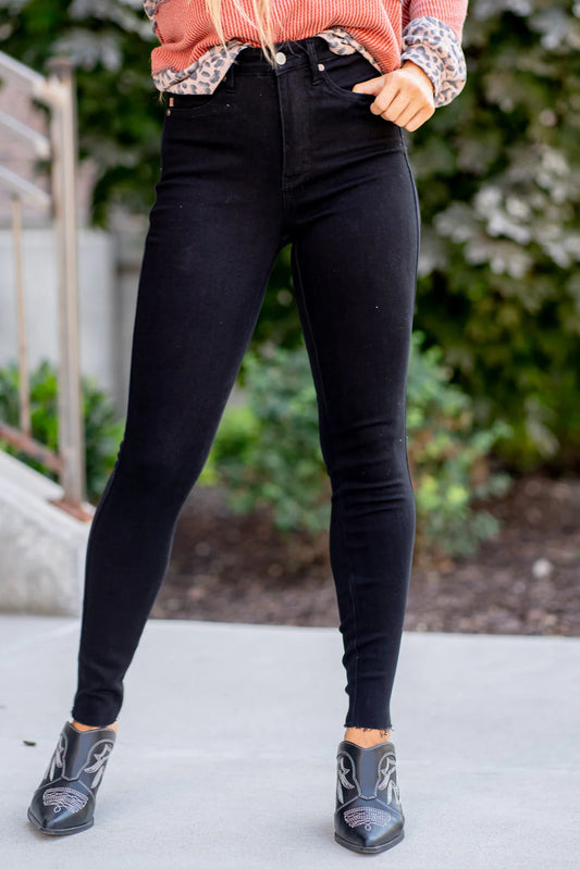 Mid Rise Tummy Control Destroy Skinny Jeans