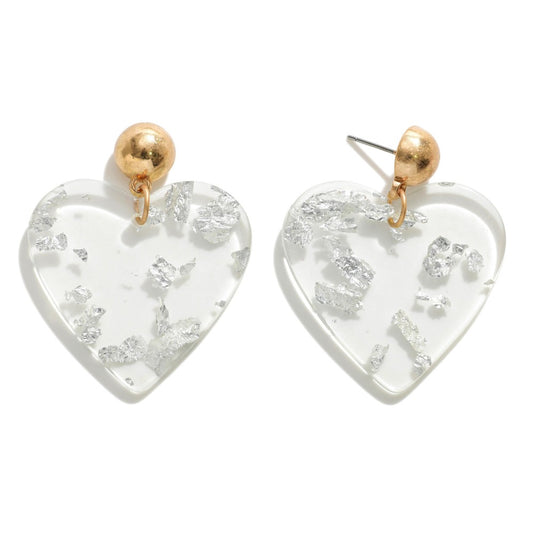 Glitter Resin Heart Earrings