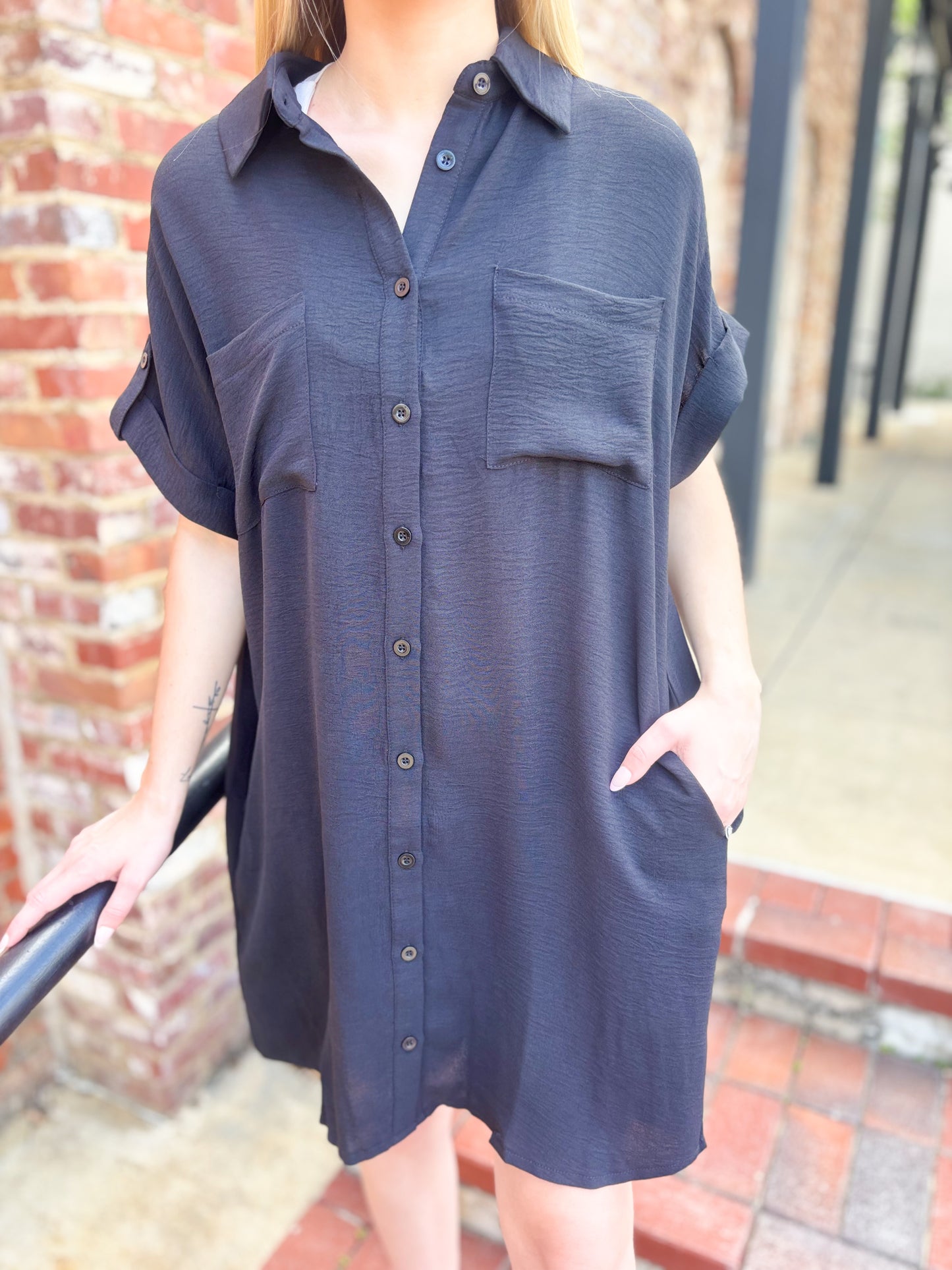 Button Down Mini Dress