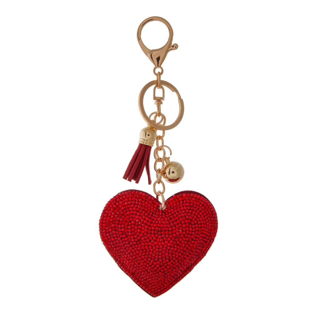 Rhinestone Heart Keychain/ Tassel