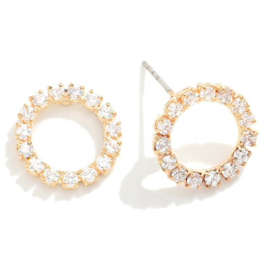 Gold Circle Stud Earrings