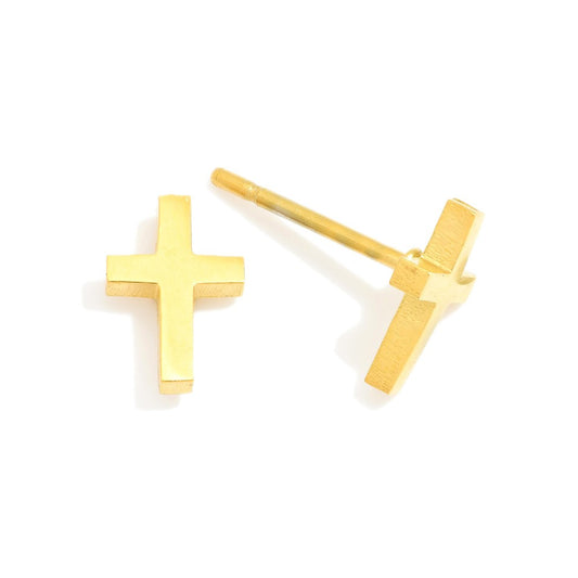 Gold Metal Cross Studs