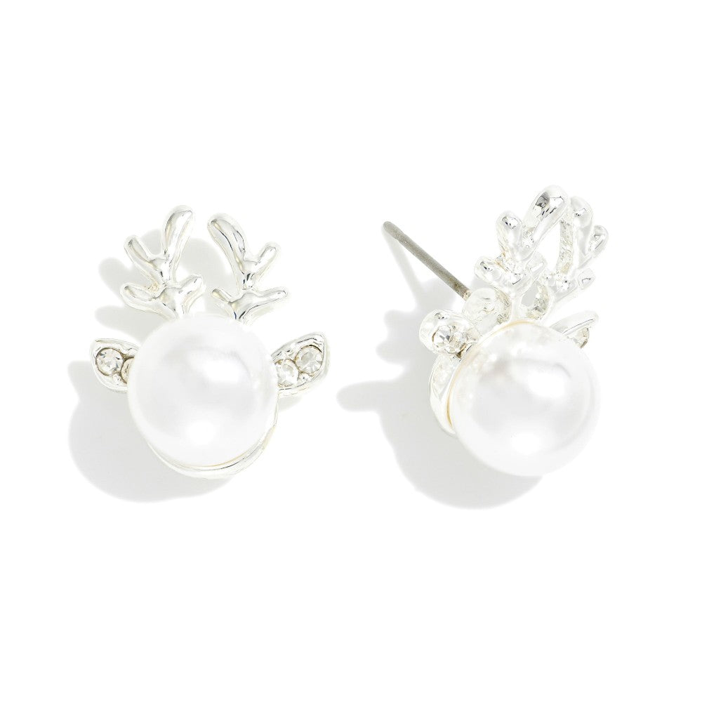Pearl Reindeer Head Earrings