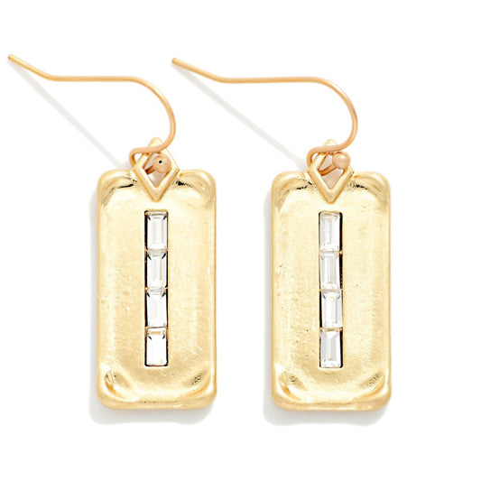 Gold Baguette Rectangle Earrings