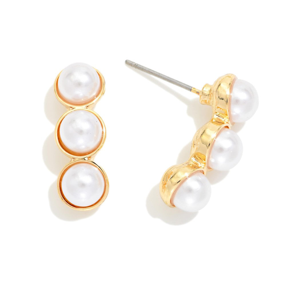 Stacked Pearls Drop Earrings