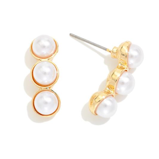 Stacked Pearls Drop Earrings