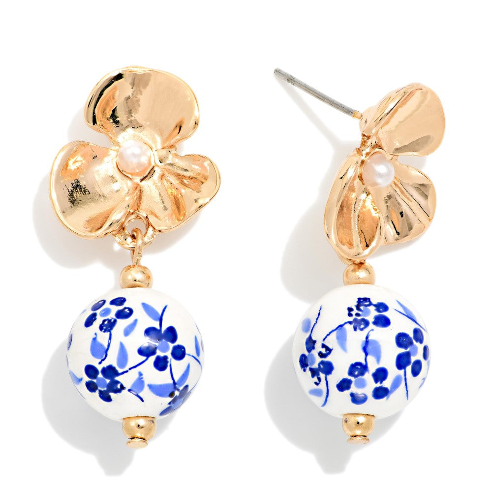 Gold Flower Chinoiserie Earrings
