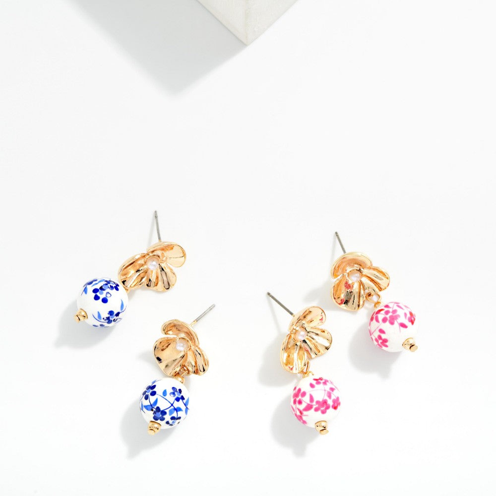 Gold Flower Chinoiserie Earrings