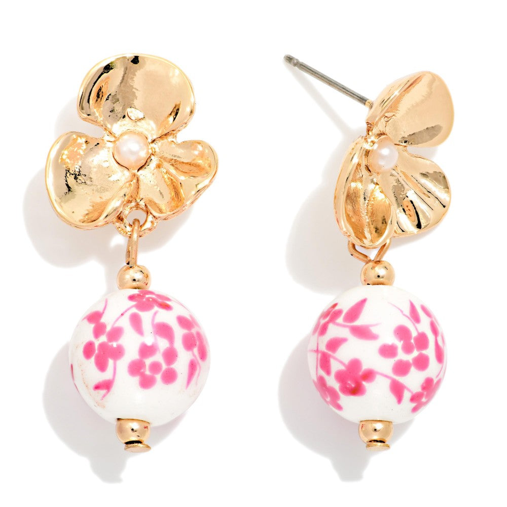Gold Flower Chinoiserie Earrings