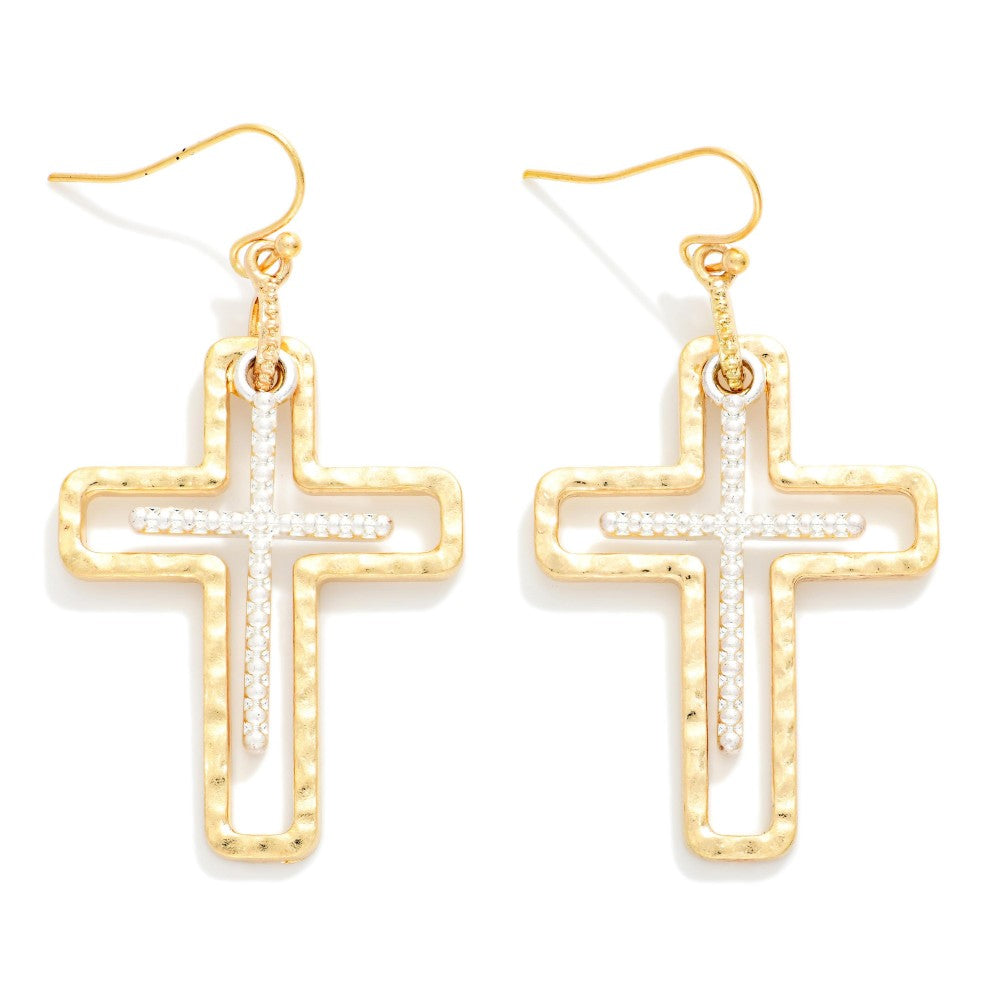 Rhinestone Cross Nesting Earrings