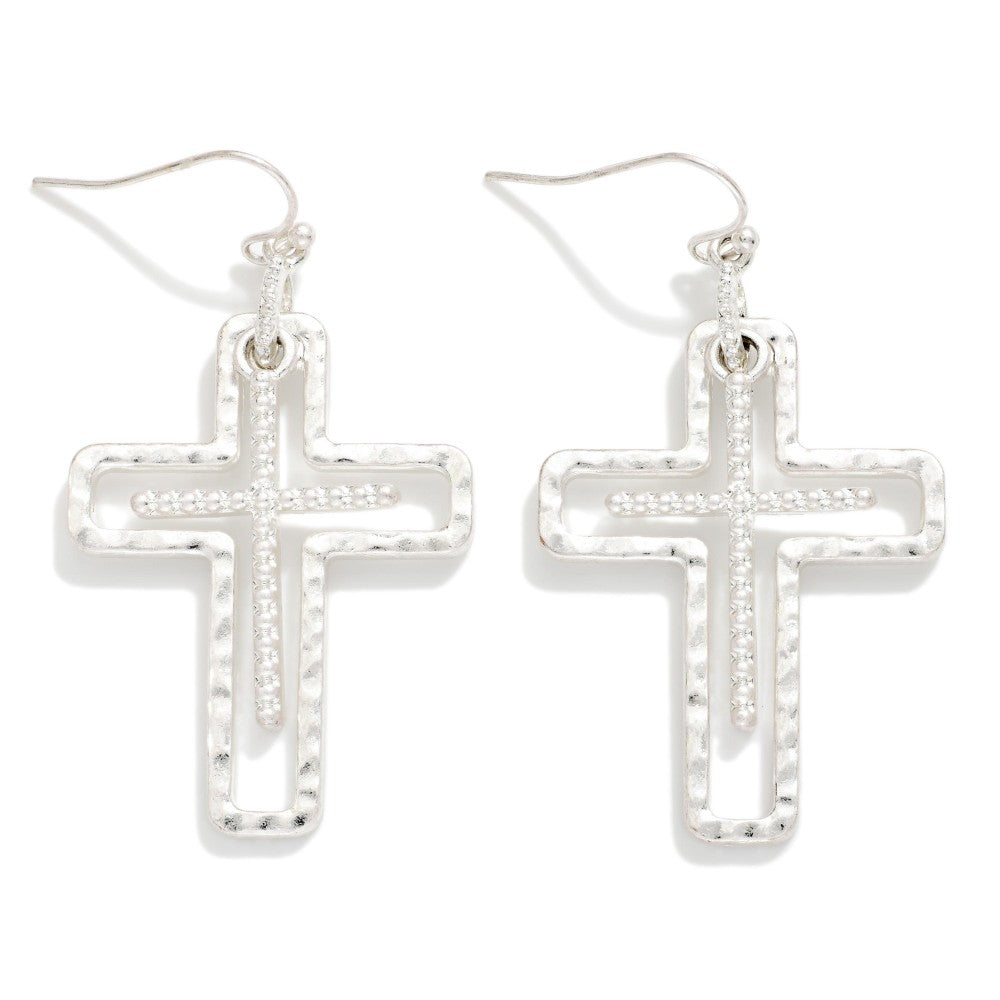 Rhinestone Cross Nesting Earrings