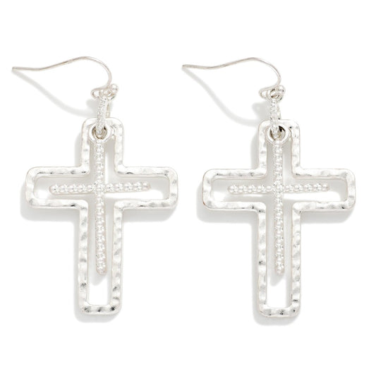 Rhinestone Cross Nesting Earrings