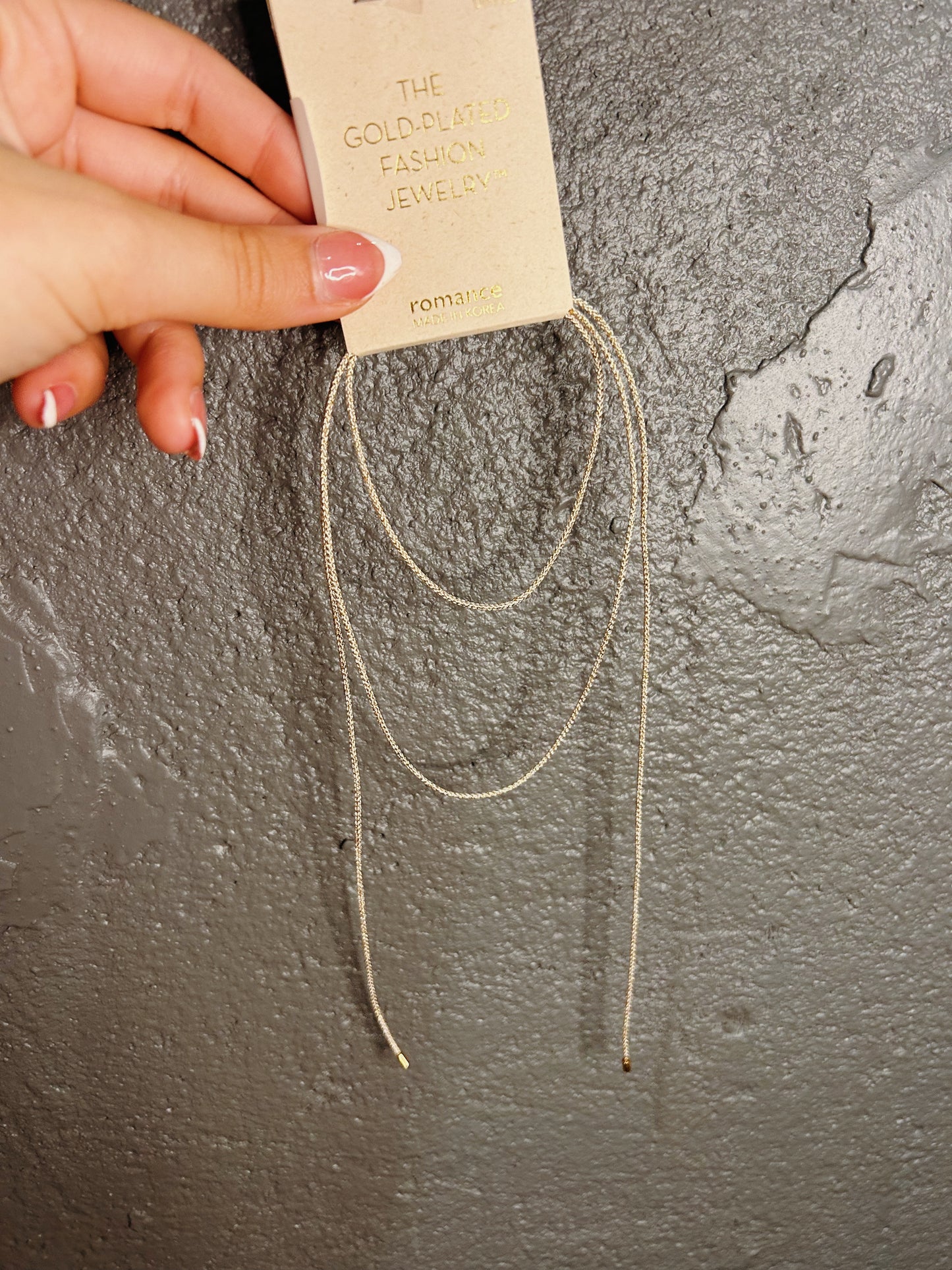 Gold Lariat Cord Necklace