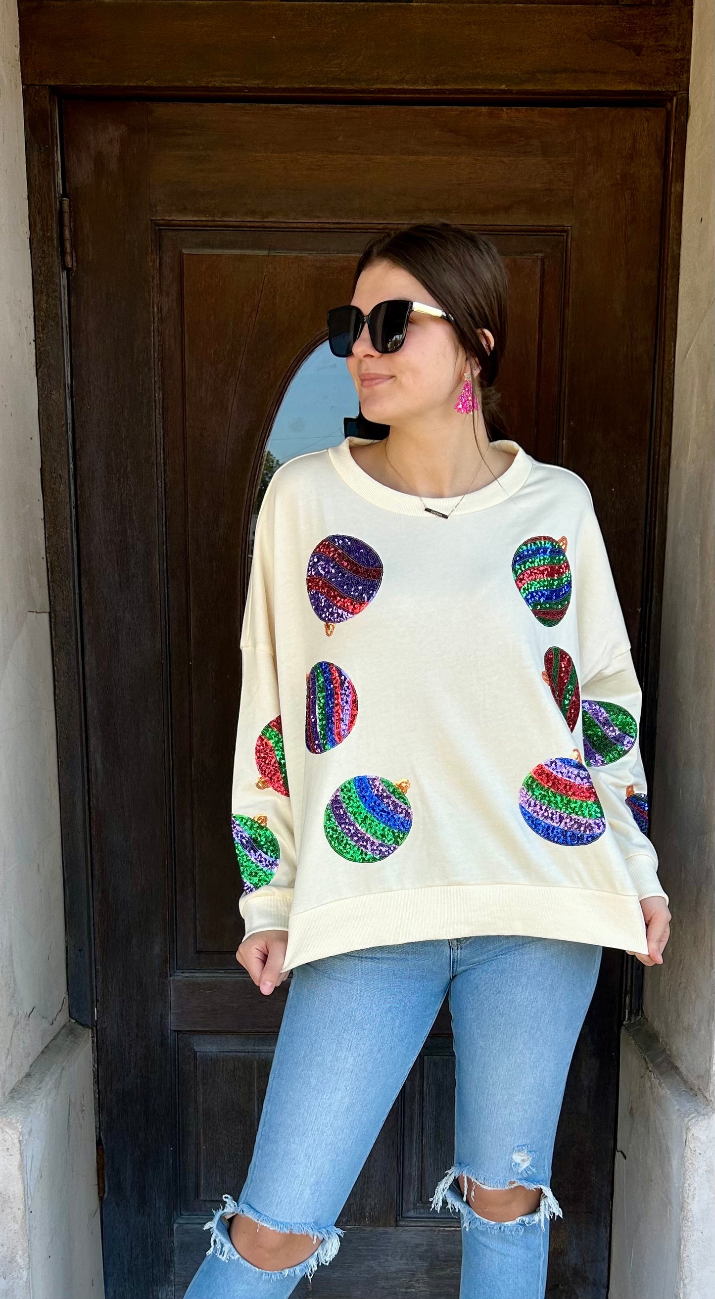 Sequin Ornament Sweatshirt