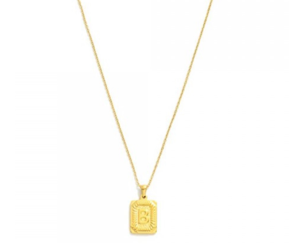 Gold Square Initial Necklace