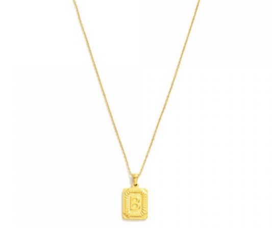 Gold Square Initial Necklace