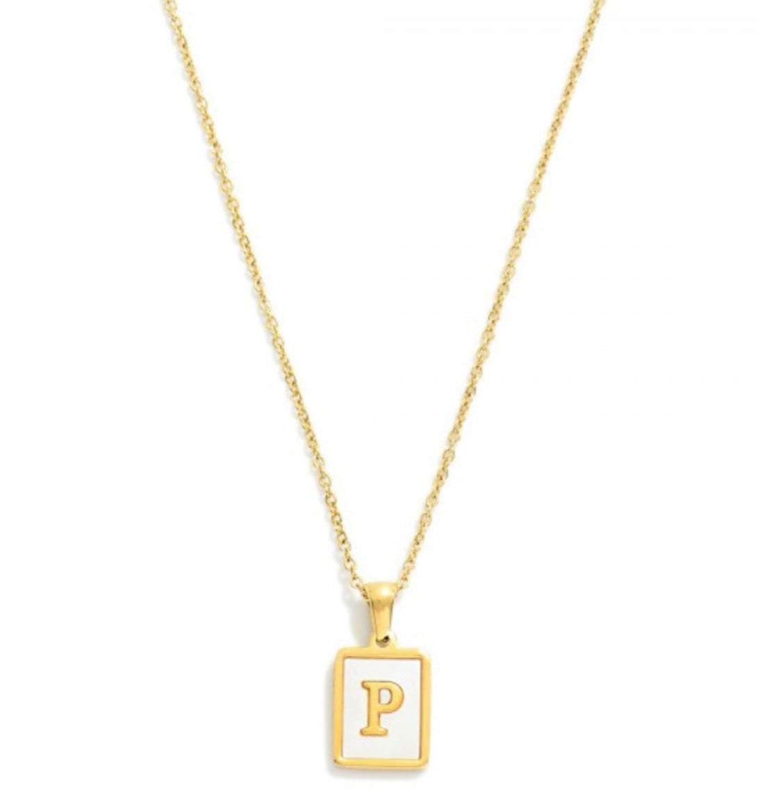 Pearl Inlay Initial Necklace