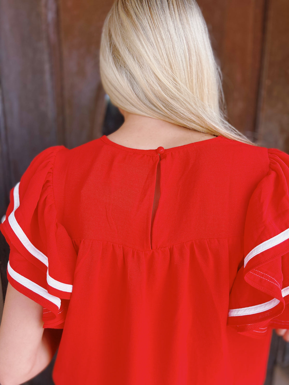 White Trim Sleeve Blouse