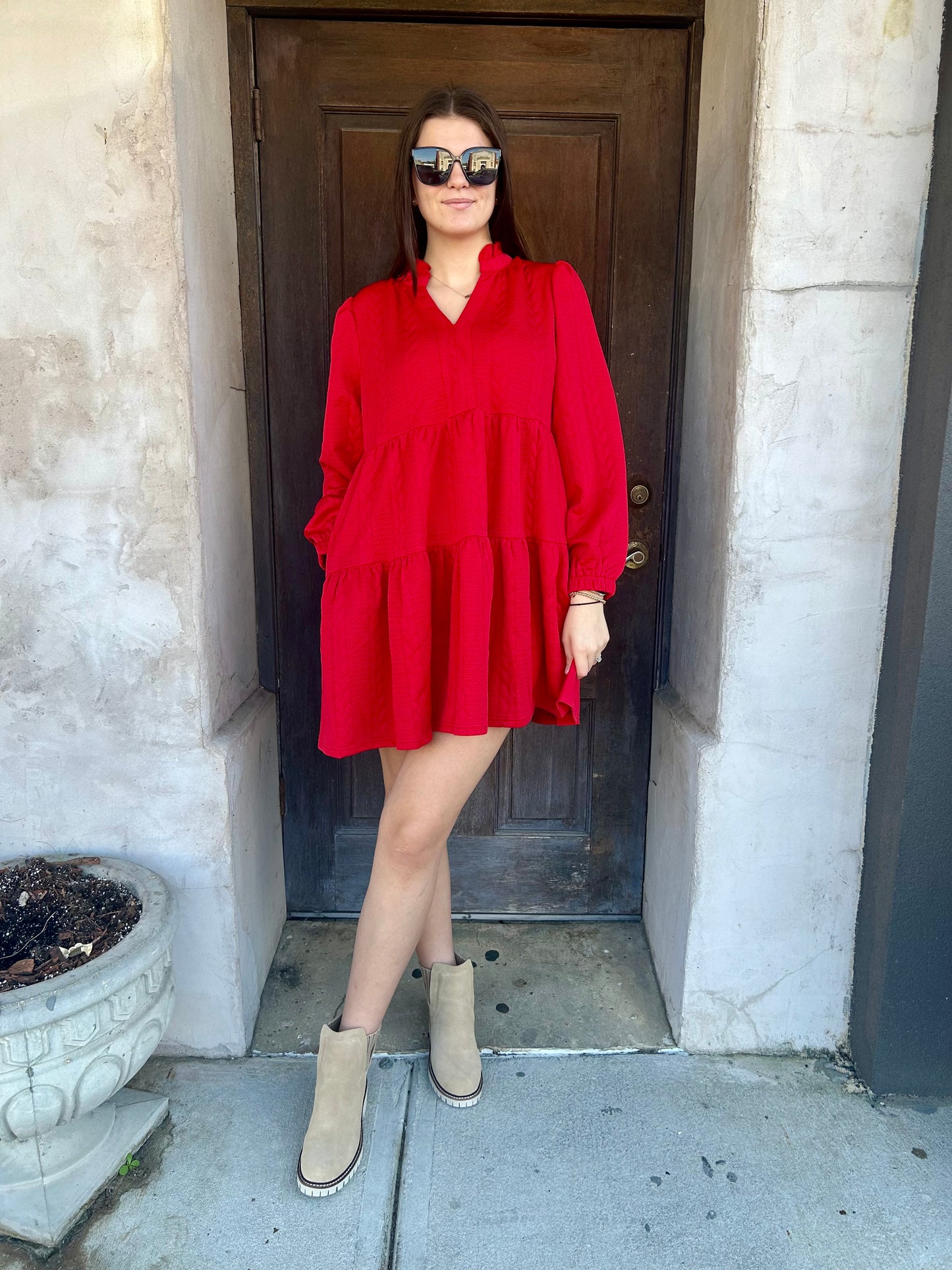 Red Textured Dress