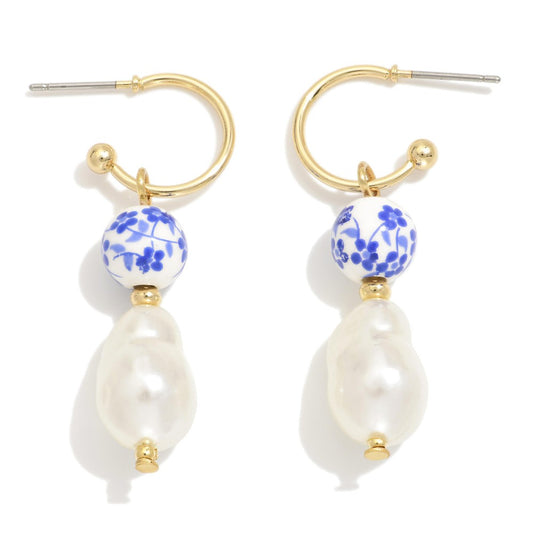 Drop Dangle Chinoiserie Bead Earrings