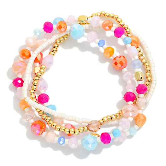Pastel Beaded Bracelets Set (4)