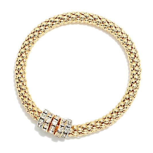 Gold Rhinestone Disks Bracelet